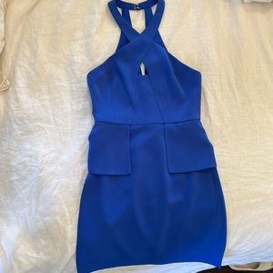 BCBGMAXAZRIA cut out peplum style dress